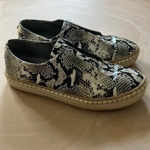 J Slides Snake Embossed Leather Sneakers